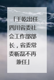 王乾出任四川省委社会工作部部长，省委常委靳磊不再兼任