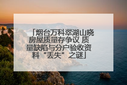 烟台万科翠湖山晓房屋质量存争议 质量缺陷与分户验收资料“丢失”之谜