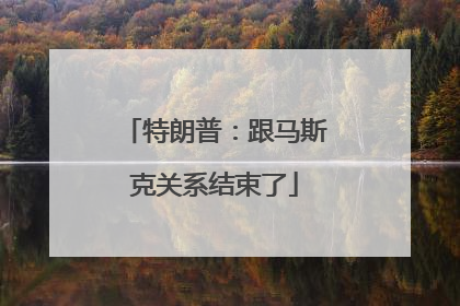 特朗普：跟马斯克关系结束了