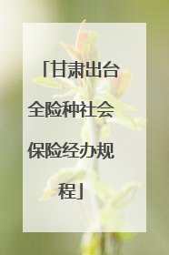 甘肃出台全险种社会保险经办规程
