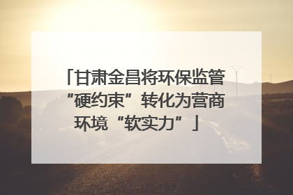甘肃金昌将环保监管“硬约束”转化为营商环境“软实力”