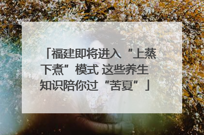 福建即将进入“上蒸下煮”模式 这些养生知识陪你过“苦夏”