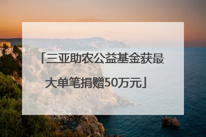 三亚助农公益基金获最大单笔捐赠50万元