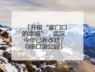 升级“家门口的幸福”，武汉今年已新改建70座口袋公园