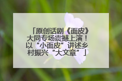 原创话剧《面皮》大同专场震撼上演！以“小面皮”讲述乡村振兴“大文章”