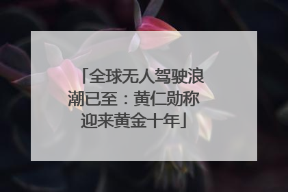 全球无人驾驶浪潮已至：黄仁勋称迎来黄金十年