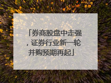 券商股盘中走强，证券行业新一轮并购预期再起
