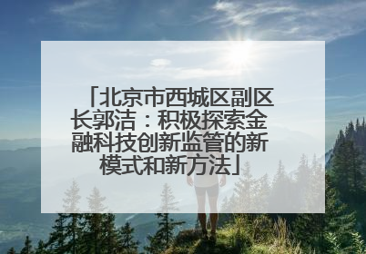 北京市西城区副区长郭洁：积极探索金融科技创新监管的新模式和新方法