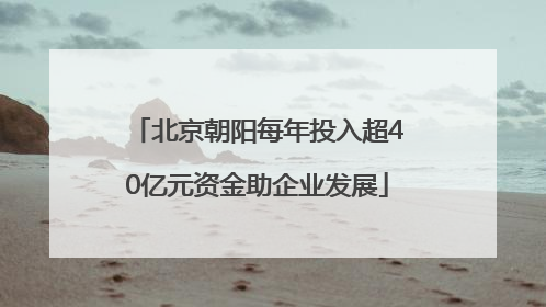 北京朝阳每年投入超40亿元资金助企业发展