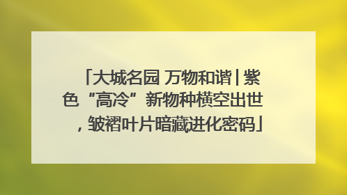 大城名园 万物和谐│紫色“高冷”新物种横空出世，皱褶叶片暗藏进化密码