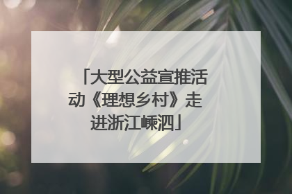 大型公益宣推活动《理想乡村》走进浙江嵊泗