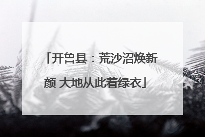 开鲁县：荒沙沼焕新颜 大地从此着绿衣