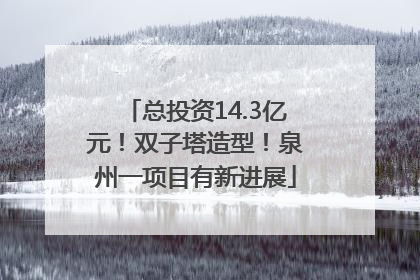 总投资14.3亿元！双子塔造型！泉州一项目有新进展