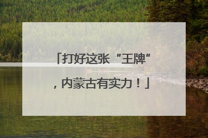 打好这张“王牌”，内蒙古有实力！