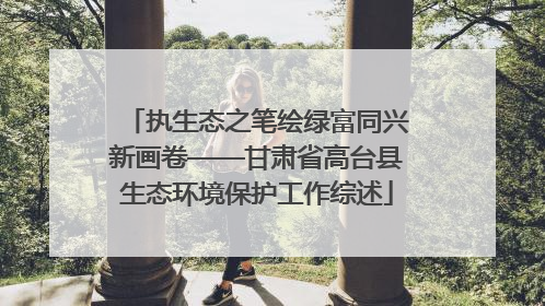 执生态之笔绘绿富同兴新画卷——甘肃省高台县生态环境保护工作综述