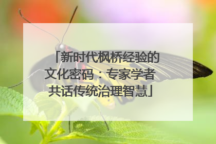 新时代枫桥经验的文化密码：专家学者共话传统治理智慧