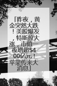 昨夜，黄金突然大跌！美股爆发，特斯拉大涨，市值一夜增超5400亿元！苹果传来大消息