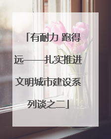 有耐力 跑得远——扎实推进文明城市建设系列谈之二