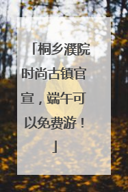 桐乡濮院时尚古镇官宣，端午可以免费游！