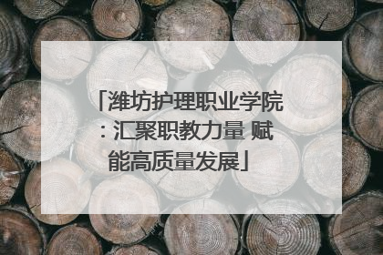 潍坊护理职业学院：汇聚职教力量 赋能高质量发展