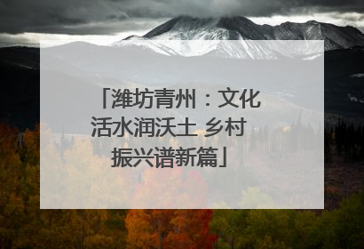 潍坊青州：文化活水润沃土 乡村振兴谱新篇