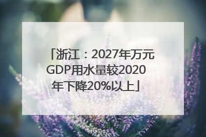 浙江：2027年万元GDP用水量较2020年下降20%以上