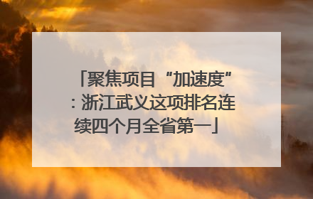 聚焦项目“加速度”：浙江武义这项排名连续四个月全省第一