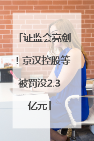 证监会亮剑！京汉控股等被罚没2.3亿元