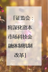 证监会：将深化资本市场科技金融体制机制改革