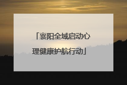 襄阳全域启动心理健康护航行动