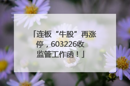 连板“牛股”再涨停，603226收监管工作函！