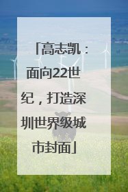 高志凯：面向22世纪，打造深圳世界级城市封面