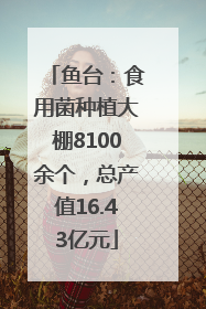 鱼台：食用菌种植大棚8100余个，总产值16.43亿元