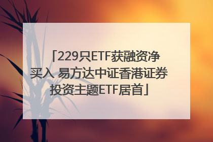 229只ETF获融资净买入 易方达中证香港证券投资主题ETF居首