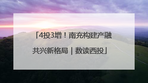 4投3增！南充构建产融共兴新格局｜数读西投