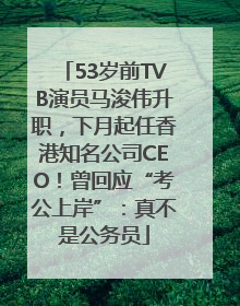 53岁前TVB演员马浚伟升职，下月起任香港知名公司CEO！曾回应“考公上岸”：真不是公务员